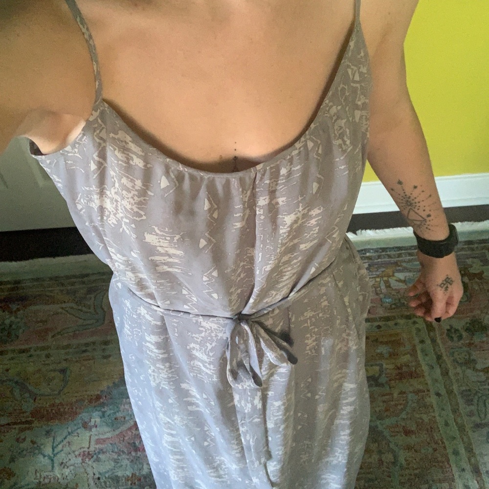 Gray snakeskin summer dress.